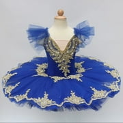 Delliss Girls Glitter Star Tutu Dress Ruffle Sleeve Sequin Skirted Leotard Ballet Tulle Skirt Shiny Dance Costume